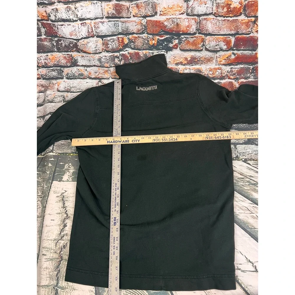 Lacoste Mens Black Quarter Zip Snap Pullover Cotton Sweatshirt Size 5 L 5191L